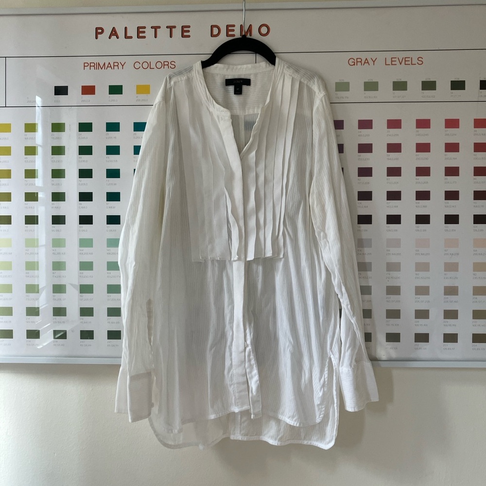J.Crew Sheer Cotton Tuxedo Style Top Sz 6P